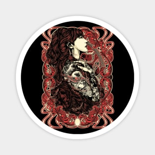 Girl Art Nouveau Tattoo Style Magnet